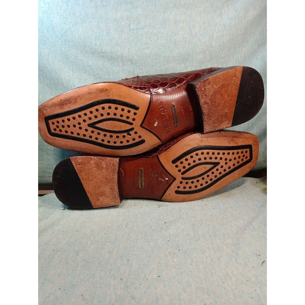 Mezlan Size 10 M  Crocodile Brown Loafer Spain Dress Shoes MEN'S